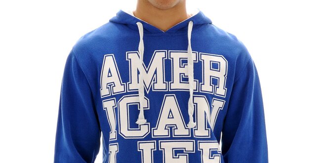 Pánska modrá mikina s nápisom American Life