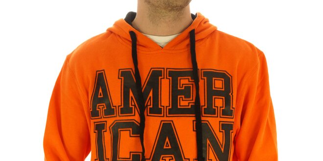 Pánska oranžová mikina s nápisom American Life