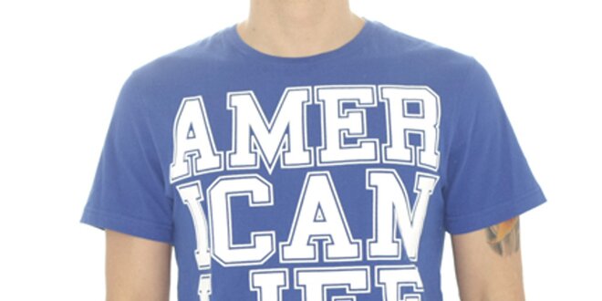 Pánske modré tričko s nápisom American Life
