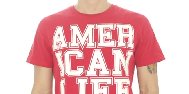 Pánske červené tričko s nápisom American Life