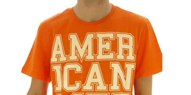 Pánske oranžové tričko s nápisom American Life