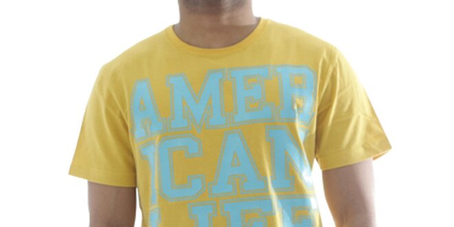 Pánske svetlo žlté tričko s nápisom American Life