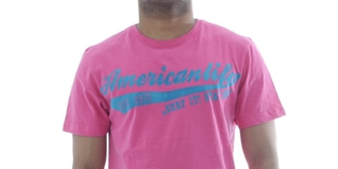 Pánske ružové tričko s nápisom na hrudi American Life