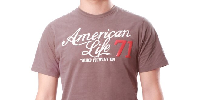 Pánske hnedé tričko s nápisom American Life