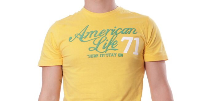 Pánske žlté tričko s nápisom American Life