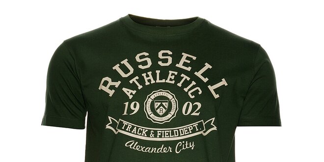 Pánske tmavo zelené tričko Russell Athletic s potlačou