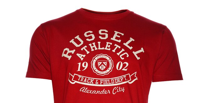 Pánske červené tričko Russell Athletic s potlačou