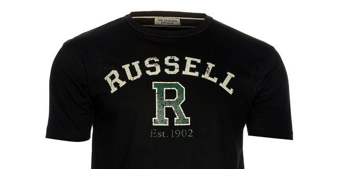 Pánske čierne tričko Russell Athletic s potlačou