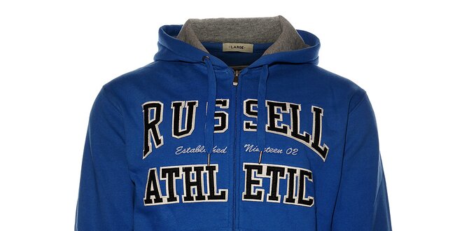 Pánska svetlo modrá mikina Russell Athletic s kapucou