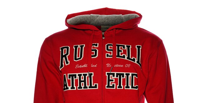Pánska červená mikina Russell Athletic s kapucou