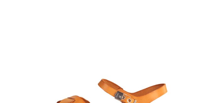 Dámske oranžové kožené sandálky Dr. Scholl