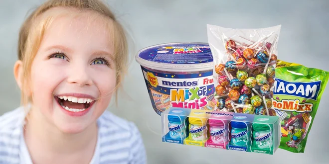 Veľké balenia cukroviniek Mentos, Maoam či Chupa Chups