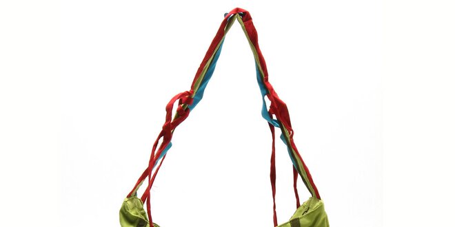 Dámska zelená kabelka s farebnými šnúrkami Coline