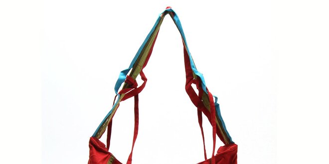 Dámska červená kabelka s farebnými šnúrkami Coline