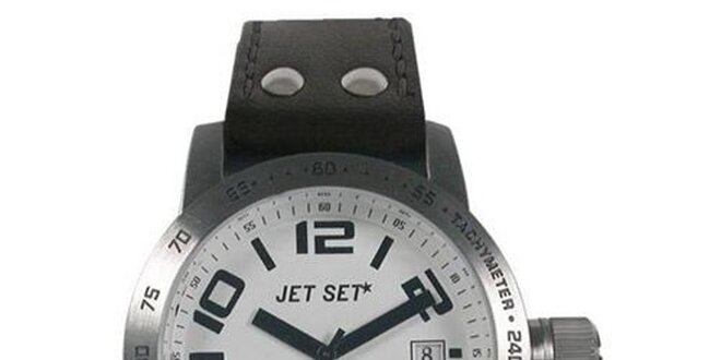 Strieborno-biele analogové hodinky s bielym ciferníkom Jet Set