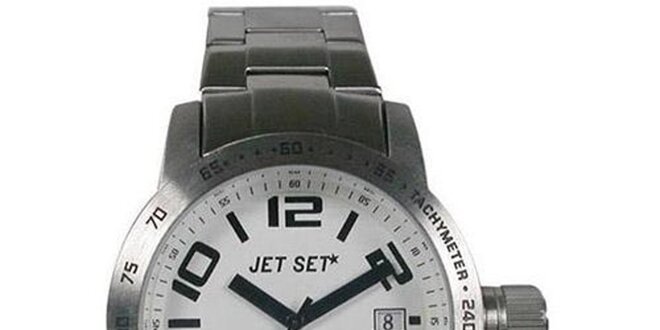Oceľovo-biele analogové hodinky Jet Set