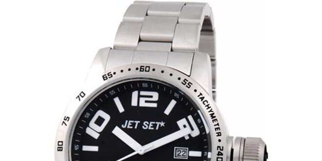 Pánske strieborné analogové hodinky Jet Set