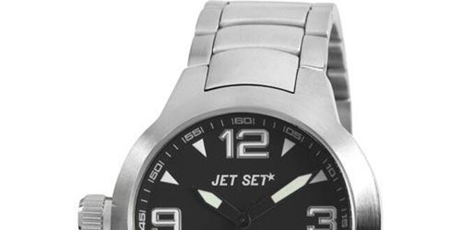 Oceľové hodinky Jet Set s čiernym ciferníkom