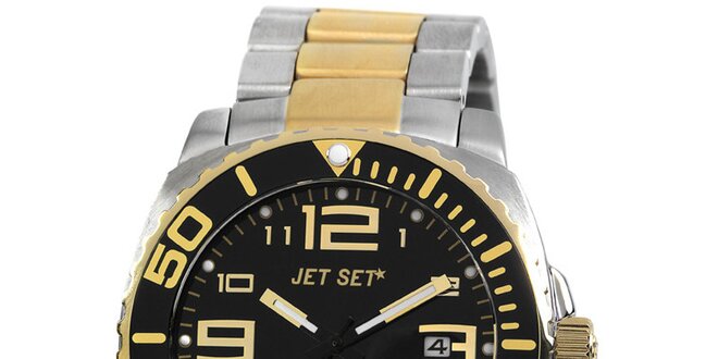 Pánske zlato-strieborné analogové hodinky Jet Set