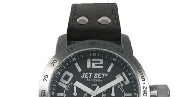 Pánske strieborno-čierne analogové hodinky Jet Set