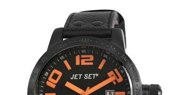 Pánske čierno-oranžové analogové hodinky Jet Set