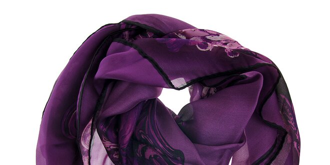 Dámska purpurová hodvábna šatka Roberto Cavalli s potlačou