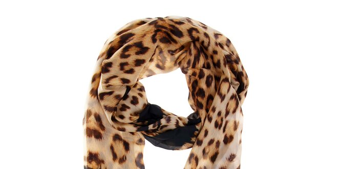Dámsky hnedý leopardí hodvábny šál Roberto Cavalli