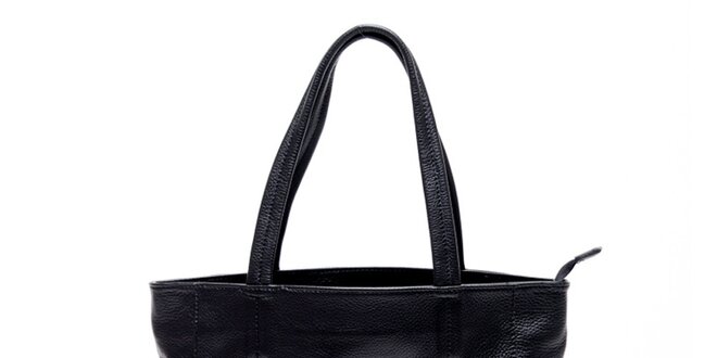 Dámska čierna kožená kabelka Carla Ferreri