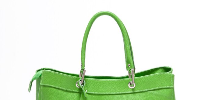Dámska hráškovo zelená kožená kabelka Carla Ferreri