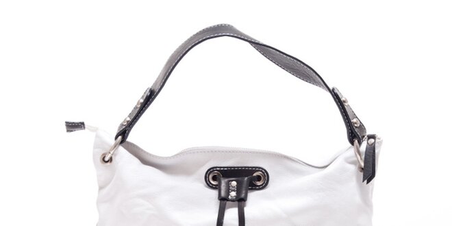 Dámska biela kabelka so strapcami a preplietanými vreckami Carla Ferreri