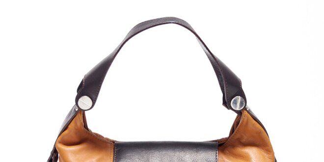 Dámska koňakovo-hnedá kožená kabelka Carla Ferreri