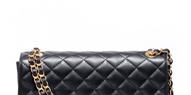 Dámska čierna prešívaná kabelka s retiazkou Carla Ferreri