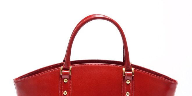 Dámska karmínovo červená kožená kabelka Carla Ferreri