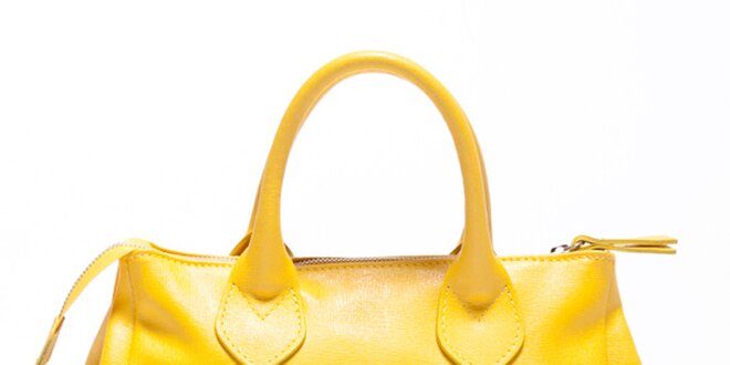 Dámska kanárikovo žltá kožená kabelka Carla Ferreri
