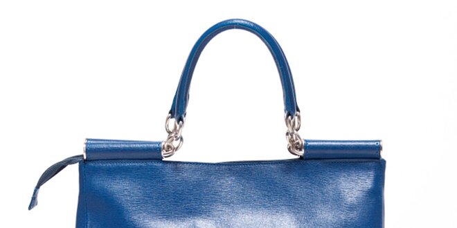 Dámska oceľovo modrá kožená retro kabelka Carla Ferreri