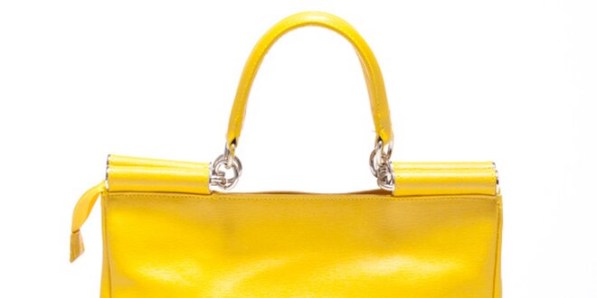 Dámska citrónovo žltá kožená retro kabelka Carla Ferreri