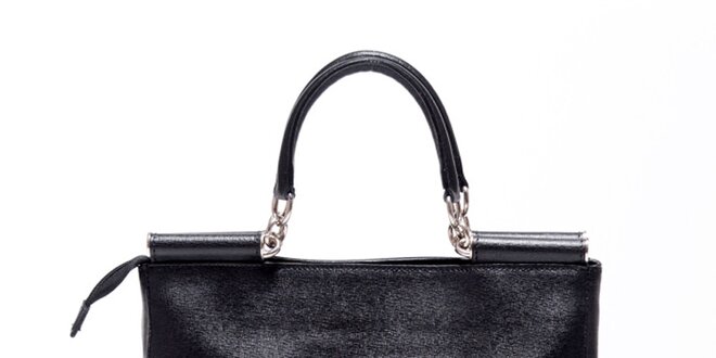 Dámska čierna kožená retro kabelka Carla Ferreri