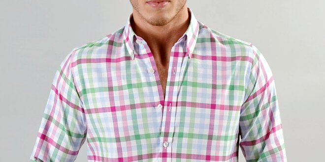 Pánska farebná károvaná košeľa Marcel Massimo