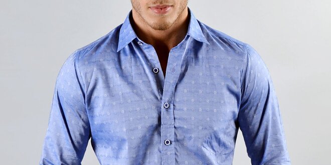 Pánska modrá košeľa so vzorčekom Marcel Massimo