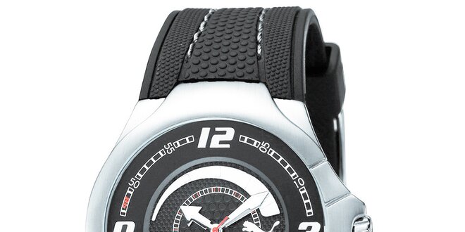 Pánske čierno-strieborné analogové hodinky Puma