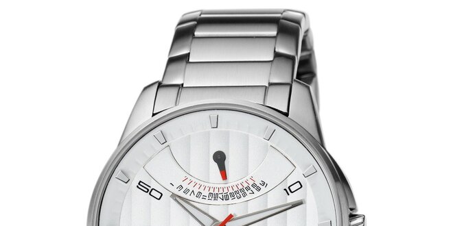 Pánske strieborné hodinky s červenými detailmi Puma