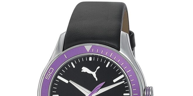Dámske fialovo-čierne analogové hodinky Puma