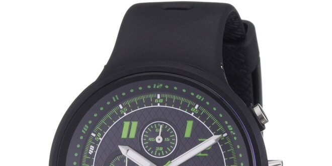 Pánske čierne hodinky s chronografom a zelenými detailmi Puma