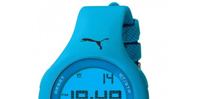 Dámske modré digitálne hodinky s gumovým remienkom Puma
