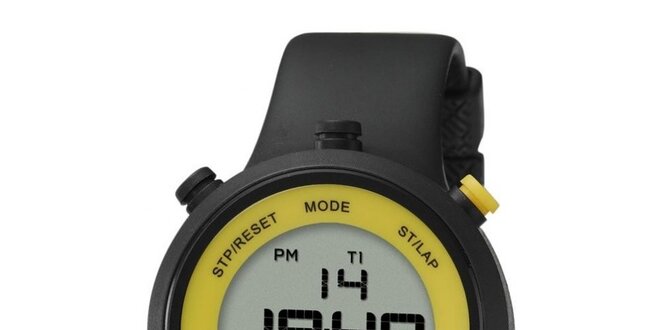 Čierno-žlté digitálne hodinky Puma