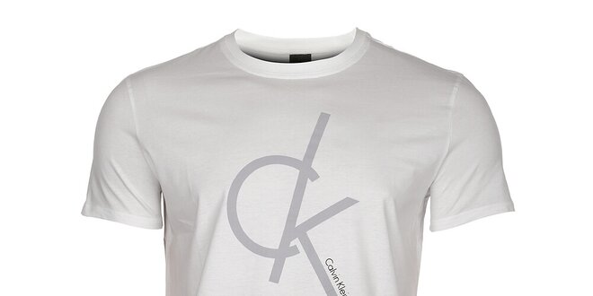 Pánske biele tričko Calvin Klein s potlačou