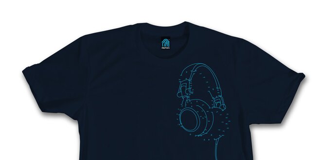 Pánske tmavo modré tričko so sluchátkovou hádankou Dephect