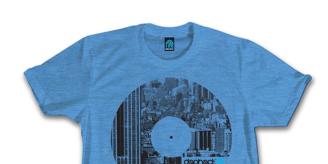 Pánske modré tričko s potiskom vinylu Dephect