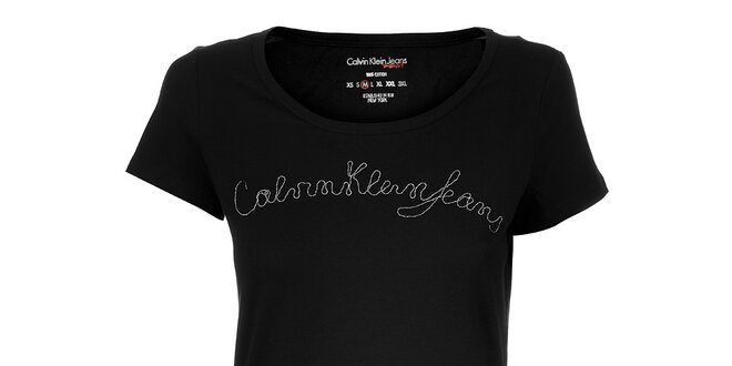 Dámske čierne tričko Calvin Klein s retiazkou