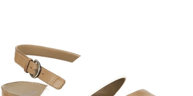 Dámske krémovo-hnedé kožené sandále Clarks